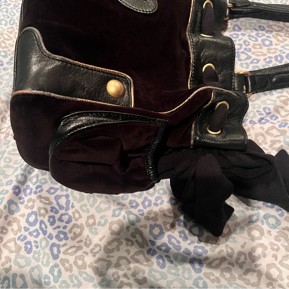 Vintage Black Juicy Couture Purse Tote Bag Handbag Daydreamer Velour Floral Y2K - Picture 4 of 9